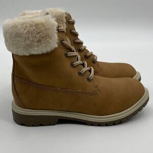 Portland Womens Brown Molly Faux Fur Lace Up Ankle Boots Shoes Size 6M NEW